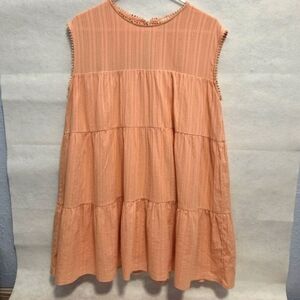 Altar'd State Soft Orange Tiered‎ Ribbed Mini Sundress 100% Cotton Size Medium